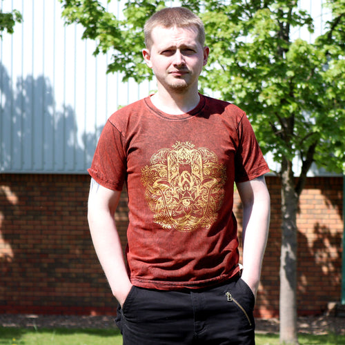 * T-Shirt en Coton Délavé Nomad Sari – Hamsa – Bordeaux – S