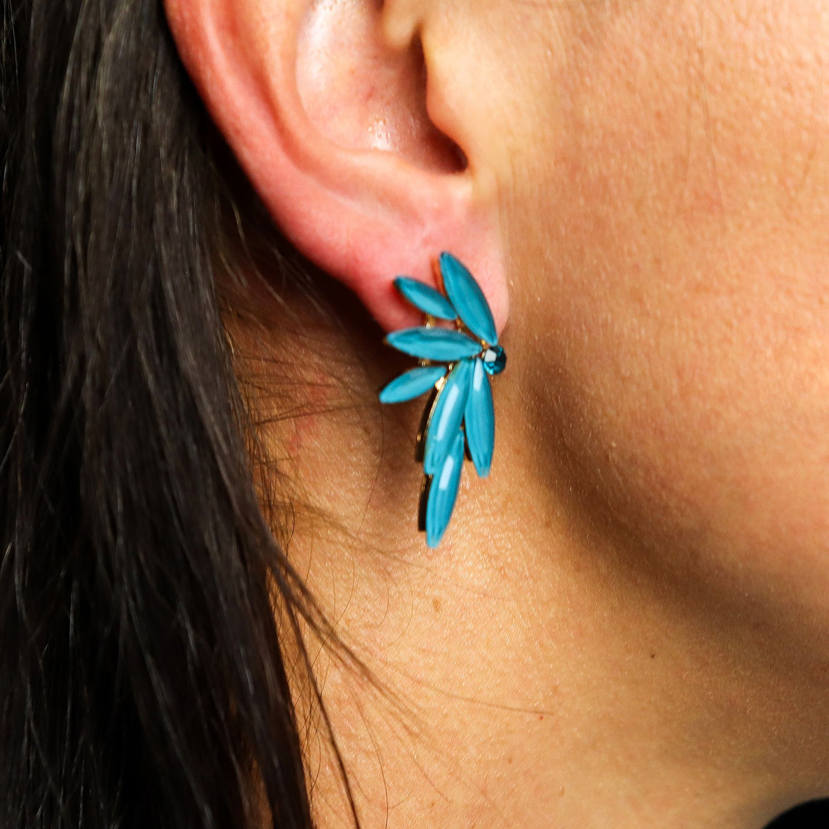 * Boucles d’oreilles fées en verre vintage vert sarcelle