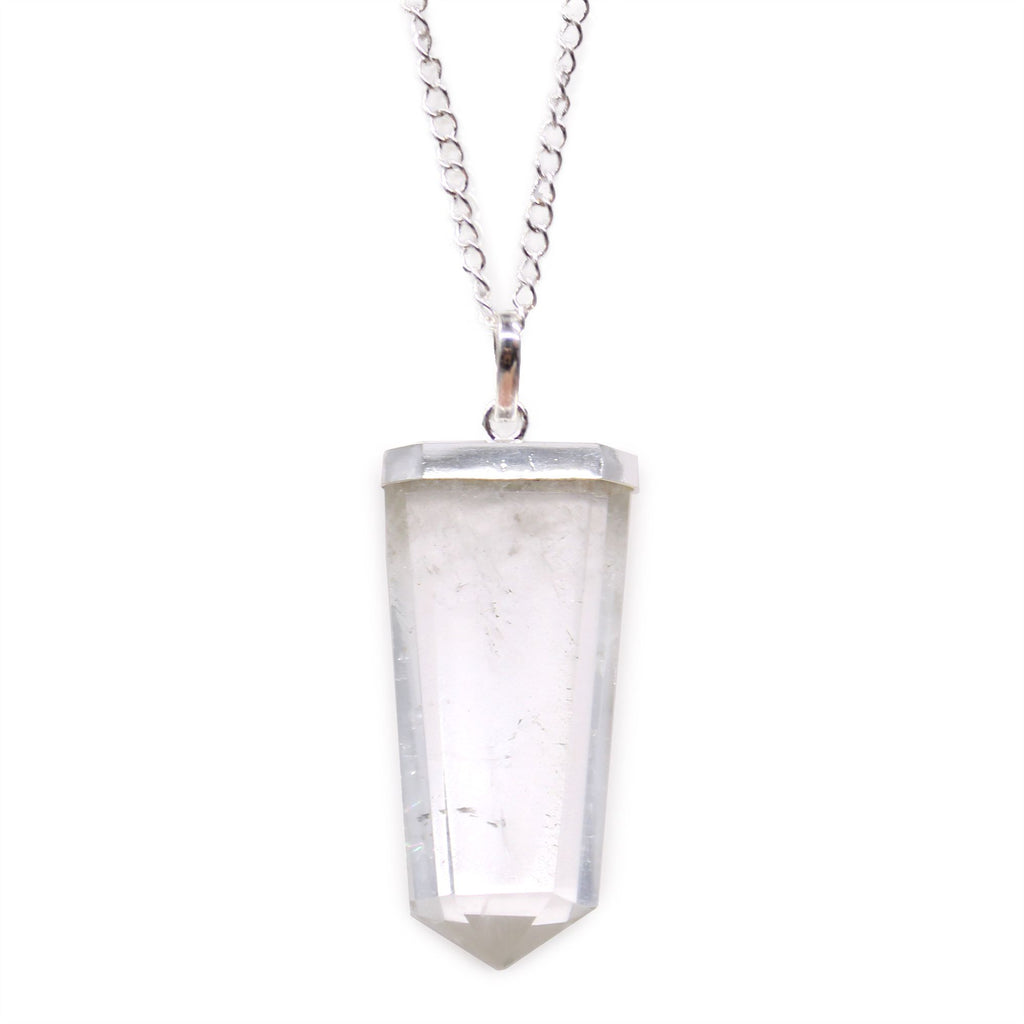 * Pendentif crayon plat en cristal de roche