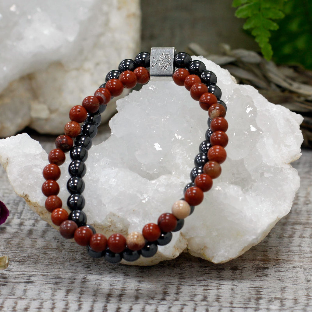 Bracelet Magnétique en Pierres Naturelles – Pierre Rouge (Redstone)