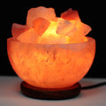 * Lampe en sel de l’Himalaya en forme de bol avec morceaux de sel, 15 × 9 cm