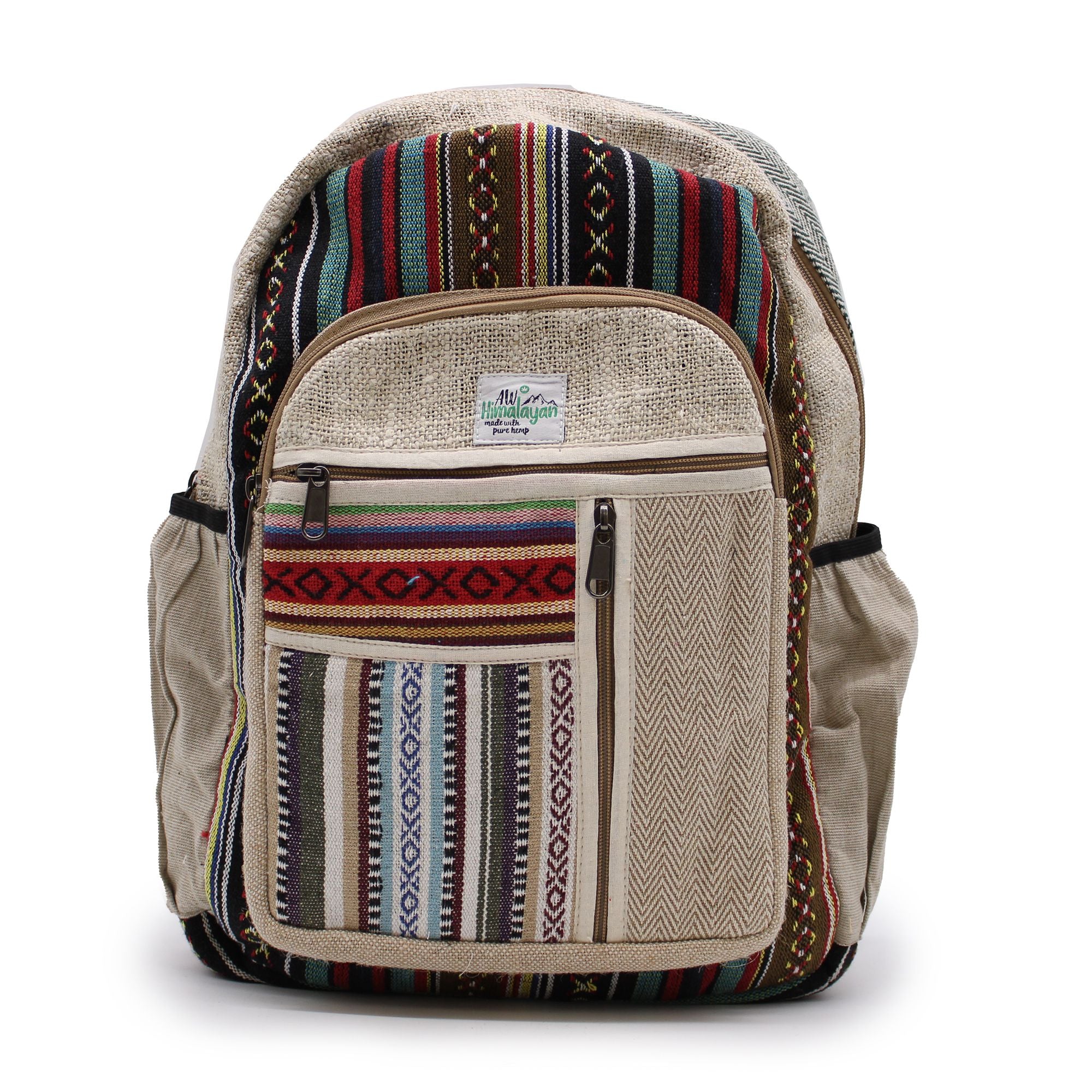 Grand Sac à Dos en Chanvre – Style Zips Droits | Artisanal Népal