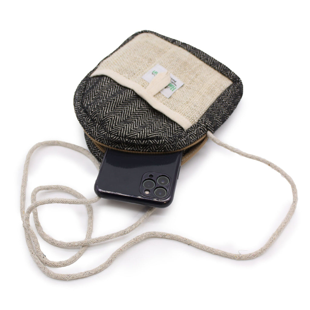 Housse Téléphone en Chanvre avec Cordon – Coloris Aléatoire | Artisanale Népal