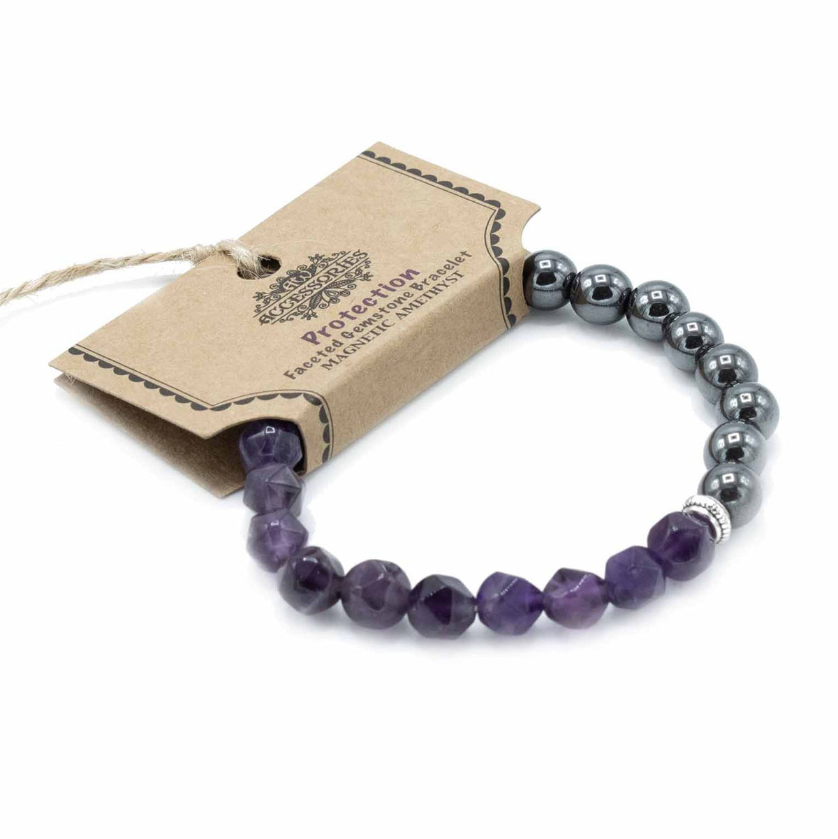 Bracelet de perles facettées en améthyste magnétique
