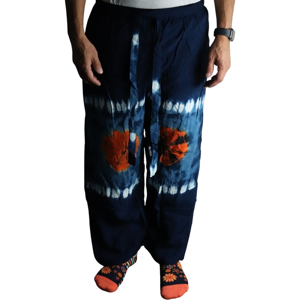 Pantalon de Détente Style Japonais – Bleu Canard & Orange – L
