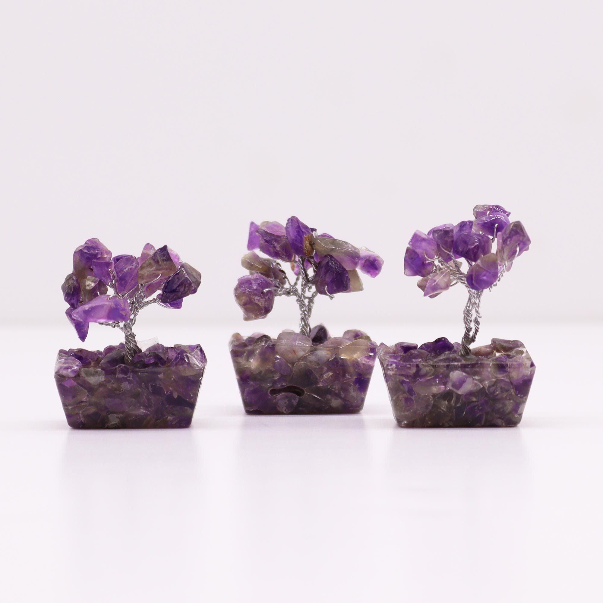 Mini Arbre du Bonheur Améthyste | Base Orgonite | Pierres Naturelles | 15 Pierres