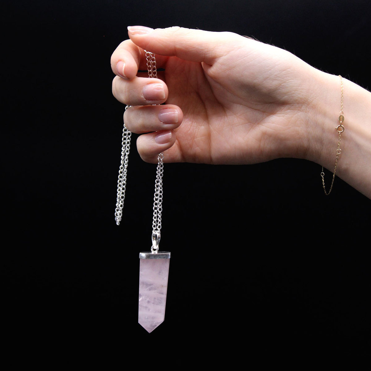 Pendentif pointe plate en quartz rose