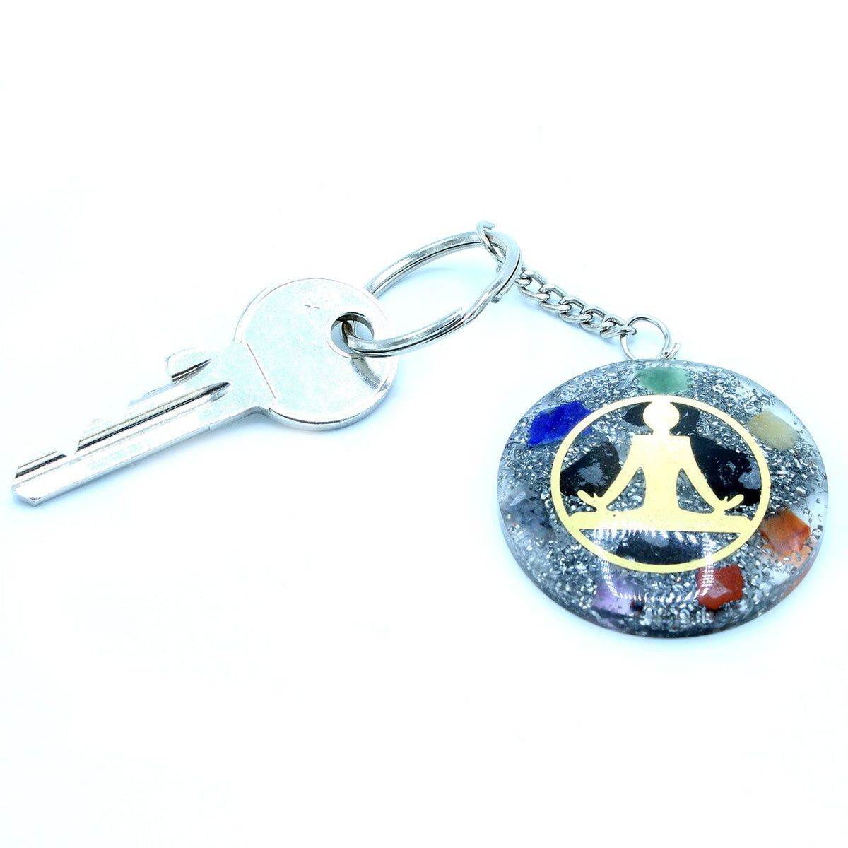 * Porte-clés en orgonite – Bouddha et sept chakras