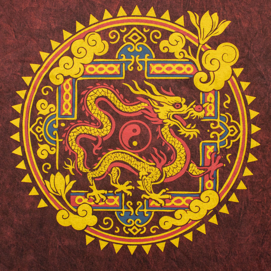 * T-Shirt en Coton Délavé Nomad Sari – Mandala Dragon – Bordeaux – M