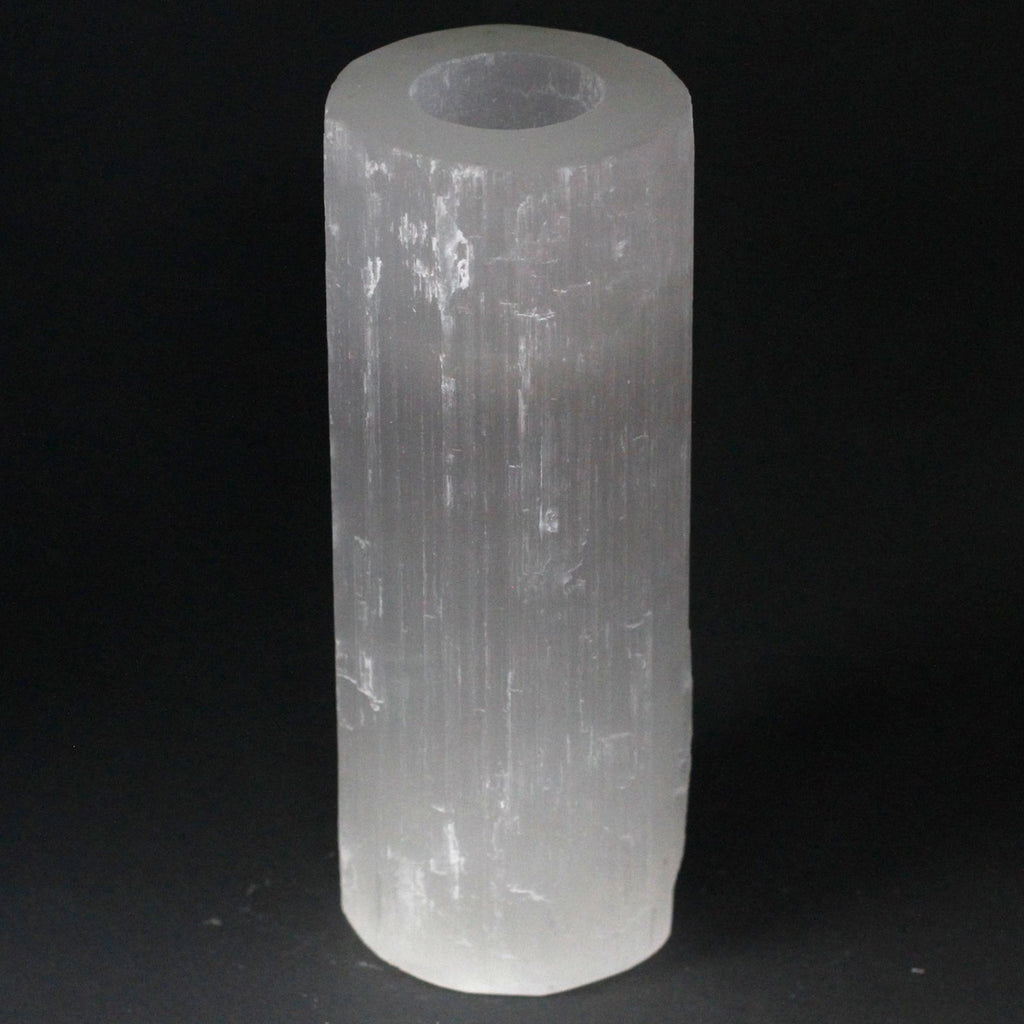 Photophore cylindrique en sélénite – 20 cm
