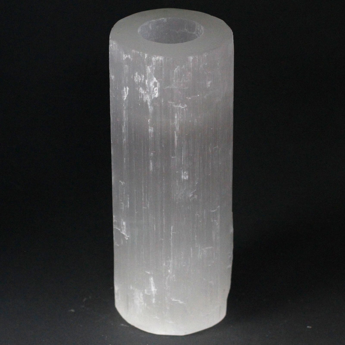 Photophore cylindrique en sélénite – 20 cm