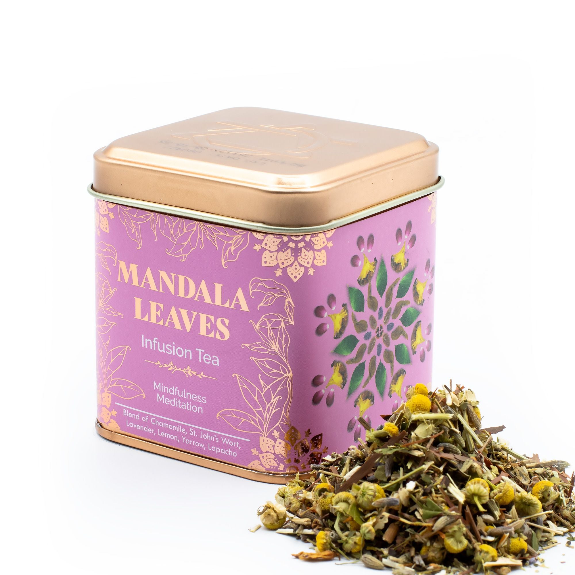 Thé Méditation Pleine Conscience 50g – Camomille Lavande Mélisse Millepertuis | Boîte Métallique