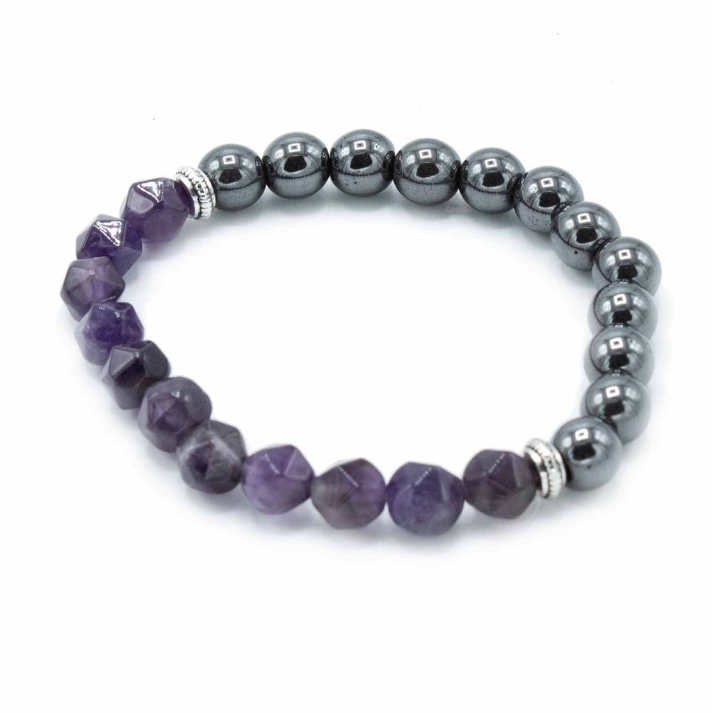 Bracelet de perles facettées en améthyste magnétique