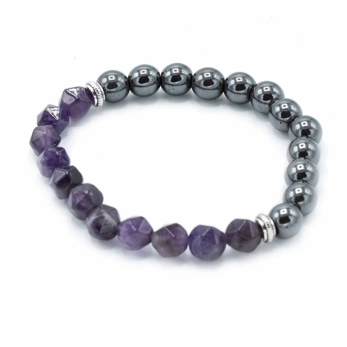 Bracelet de perles facettées en améthyste magnétique