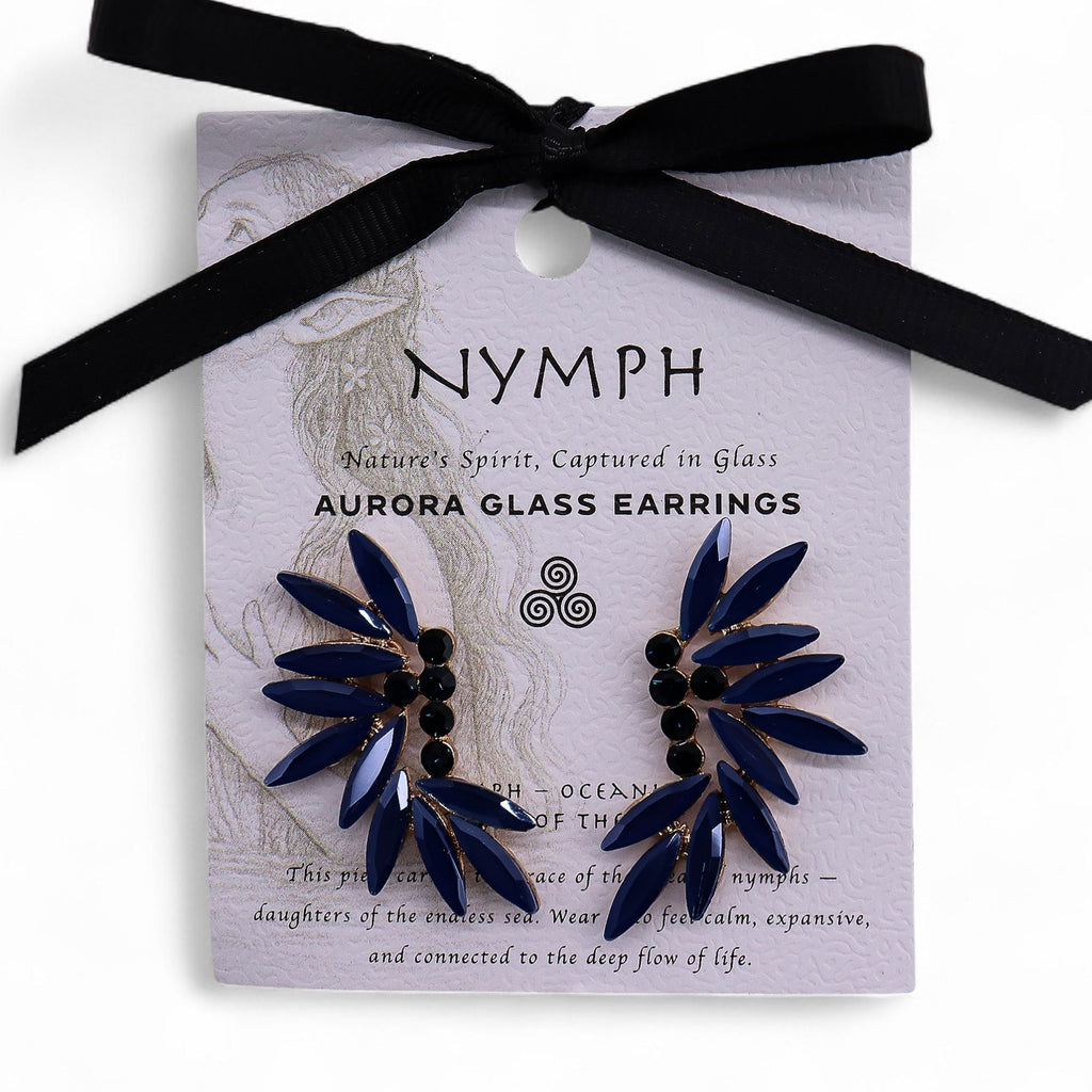 * Boucles d’oreilles fées en verre vintage – Bleu royal