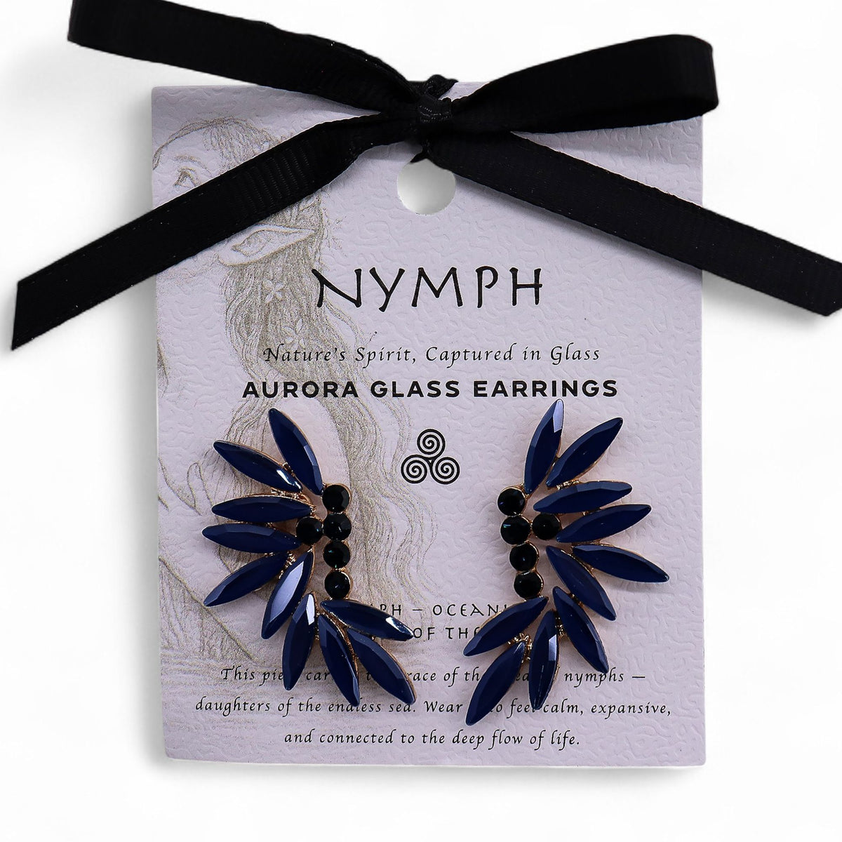 * Boucles d’oreilles fées en verre vintage – Bleu royal