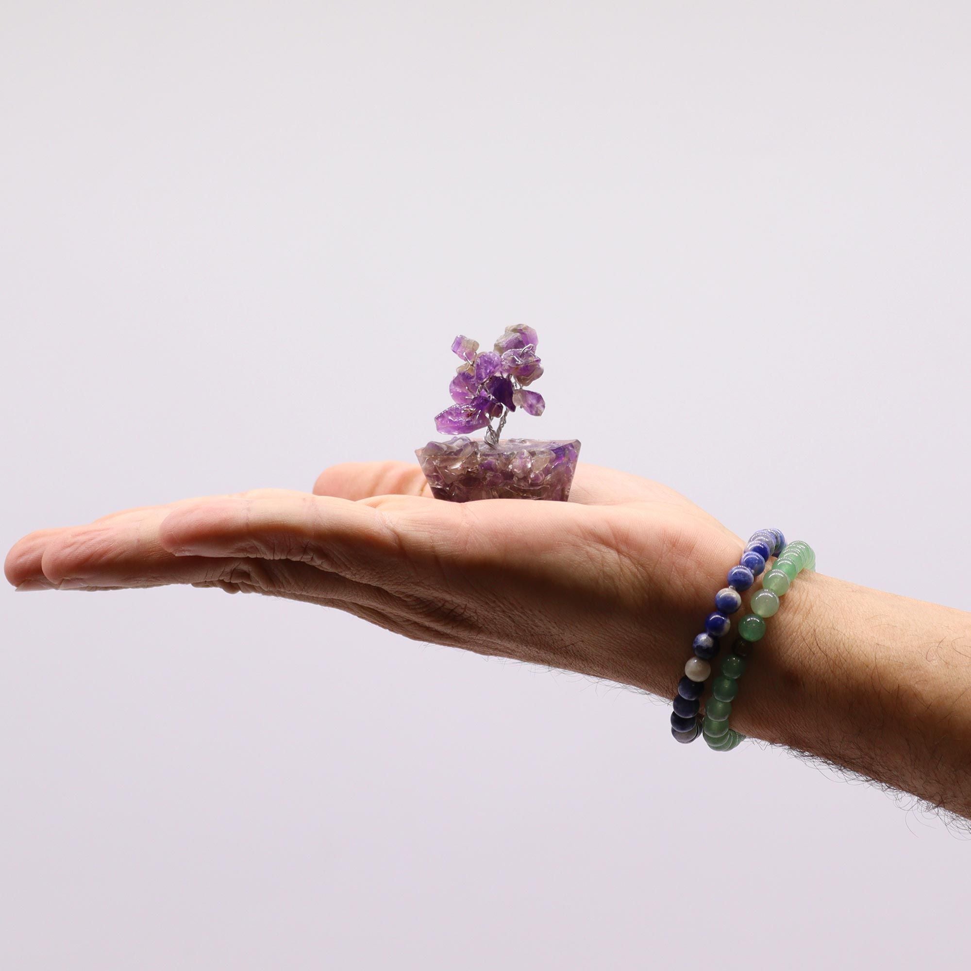 Mini Arbre du Bonheur Améthyste | Base Orgonite | Pierres Naturelles | 15 Pierres