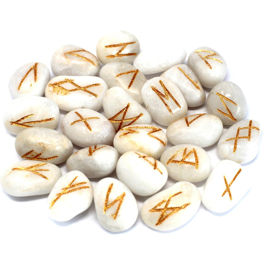 Set de Pierres Runiques en Pochette – Agate Blanche