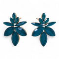 * Boucles d’oreilles fleurs en verre vintage vert sarcelle