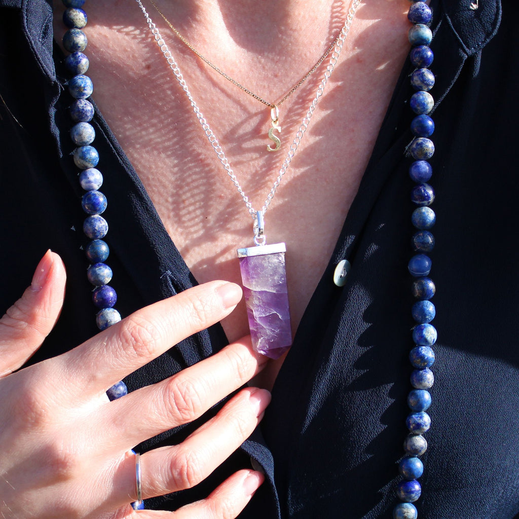 Pendentif pointe plate en quartz rose
