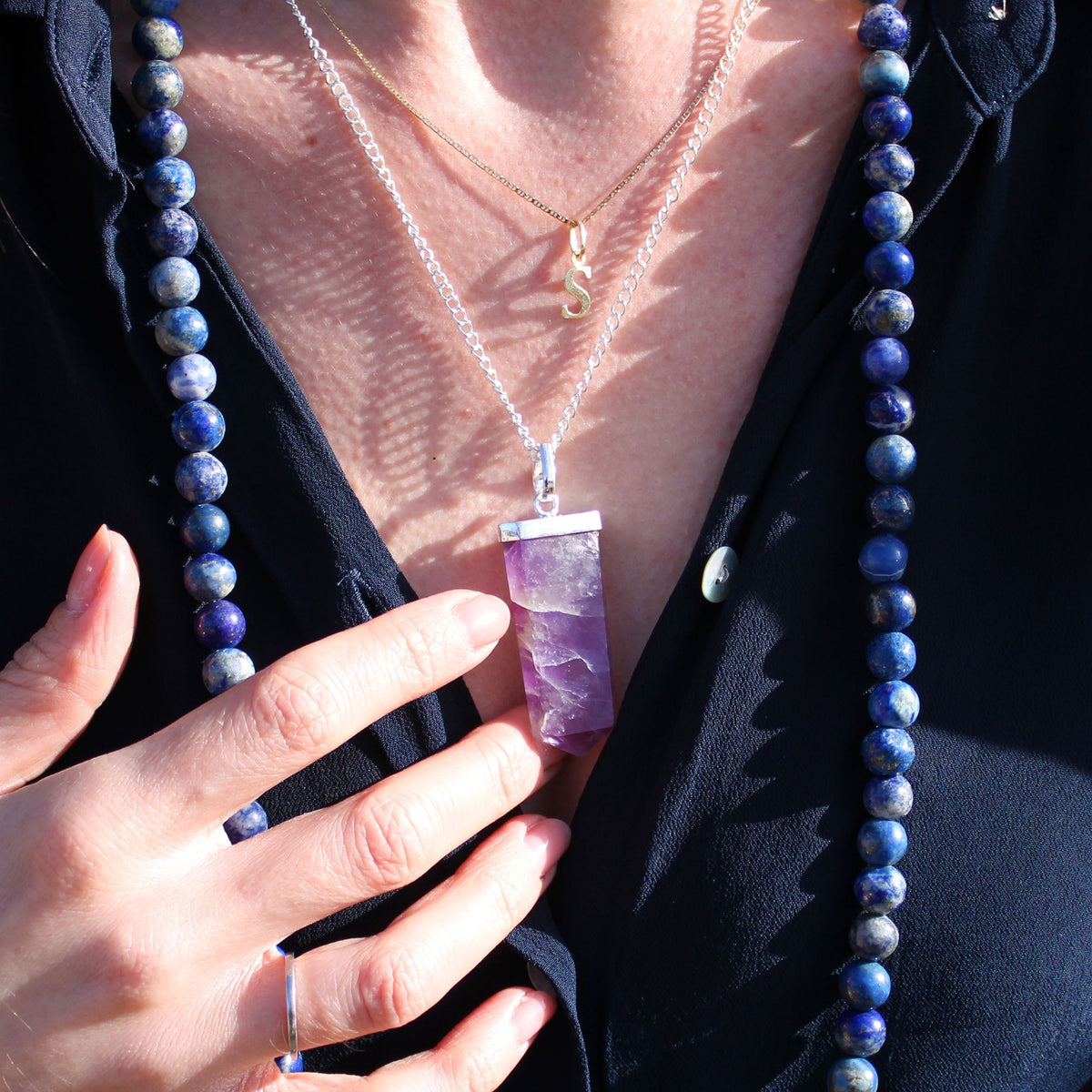 Pendentif pointe plate en quartz rose