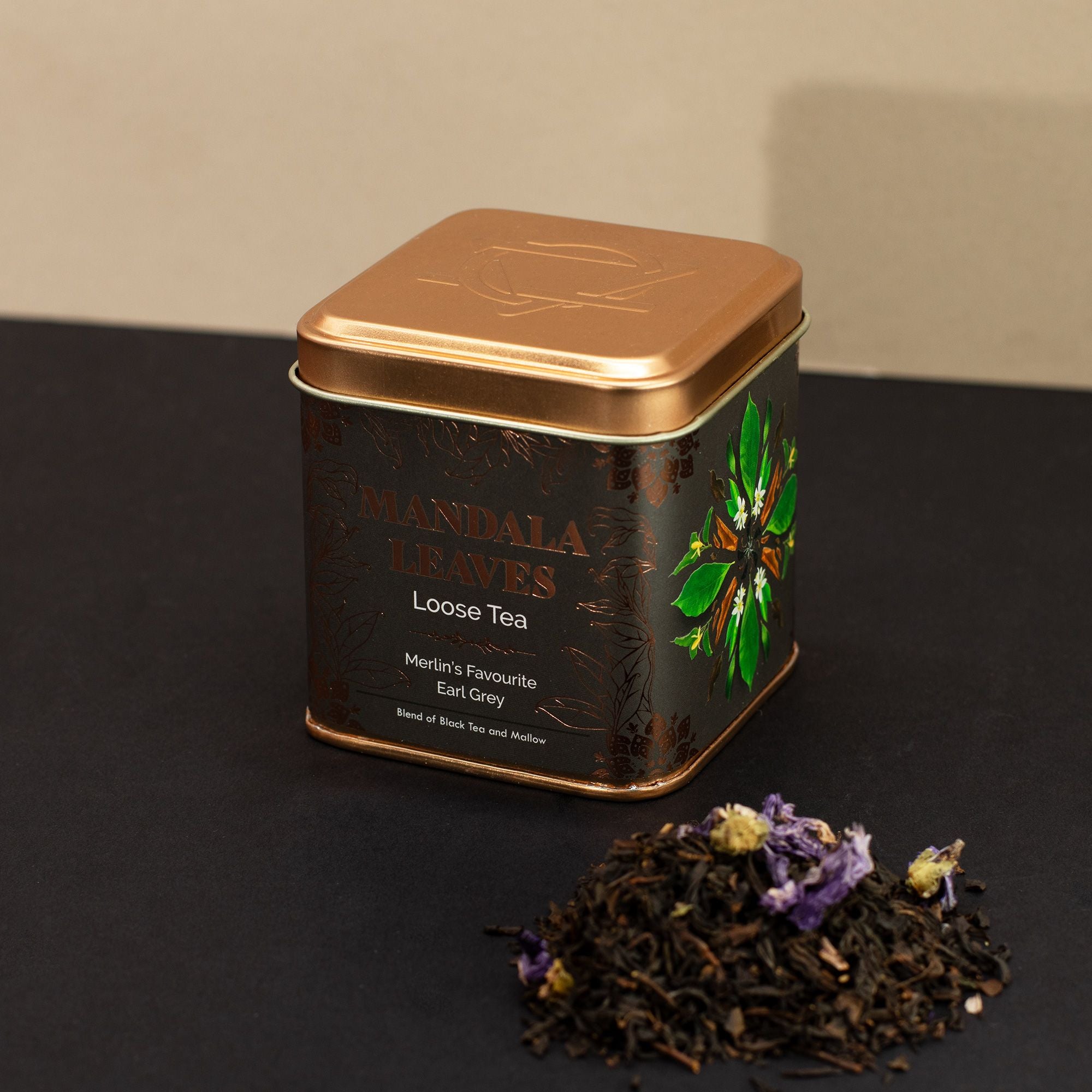 Earl Grey Préféré de Merlin 50g – Thé Noir Bergamote & Fleurs de Mauve | Boîte Métallique