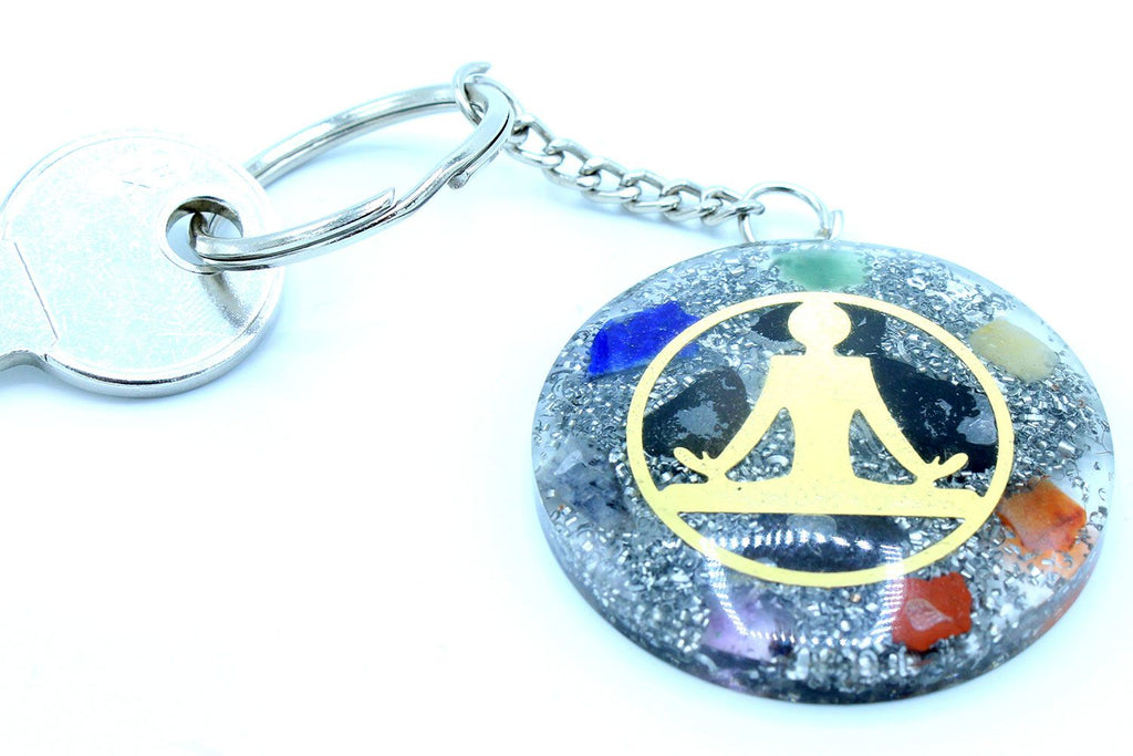 * Porte-clés en orgonite – Bouddha et sept chakras