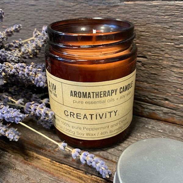 * Bougie Aromathérapie au Soja 200g - Créativité | Menthe Poivrée & Clou de Girofle