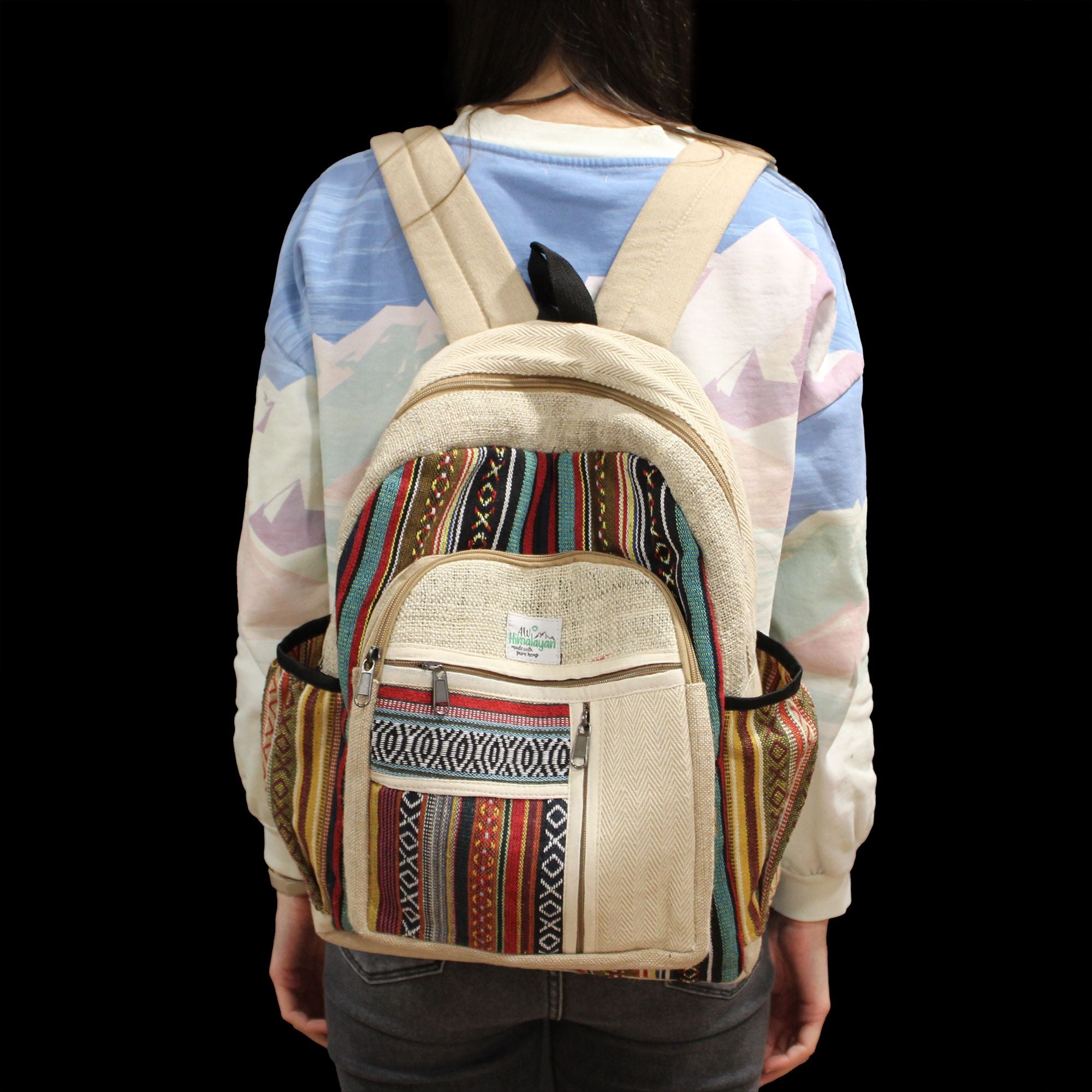 Grand Sac à Dos en Chanvre – Style Zips Droits | Artisanal Népal
