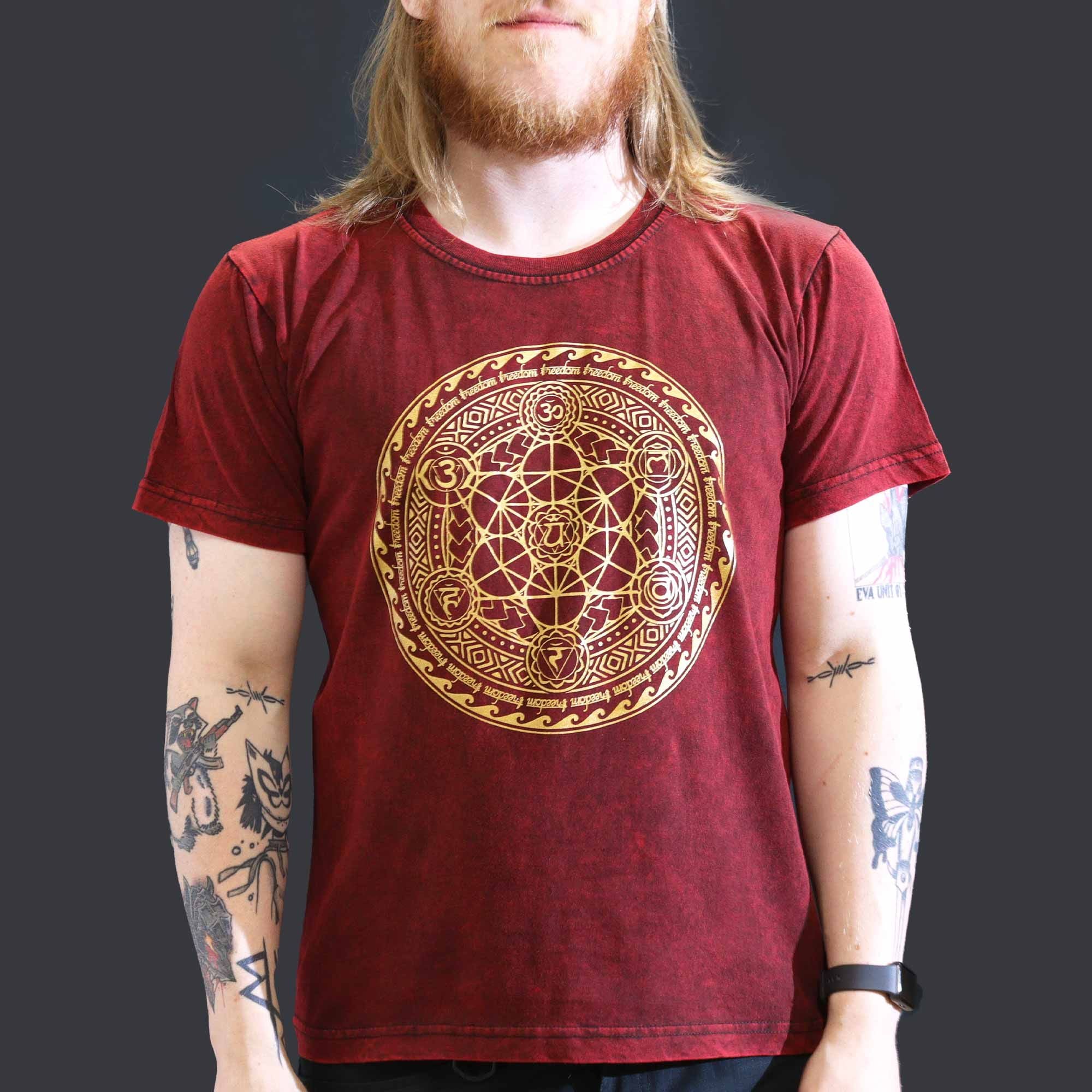 * T-Shirt en Coton Délavé Nomad Sari – Chakra – Bordeaux – L