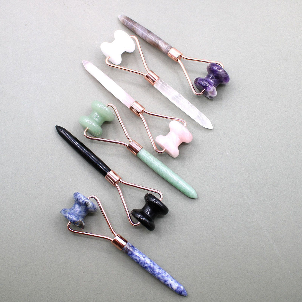 Rouleau de massage pour la mâchoire en quartz rose