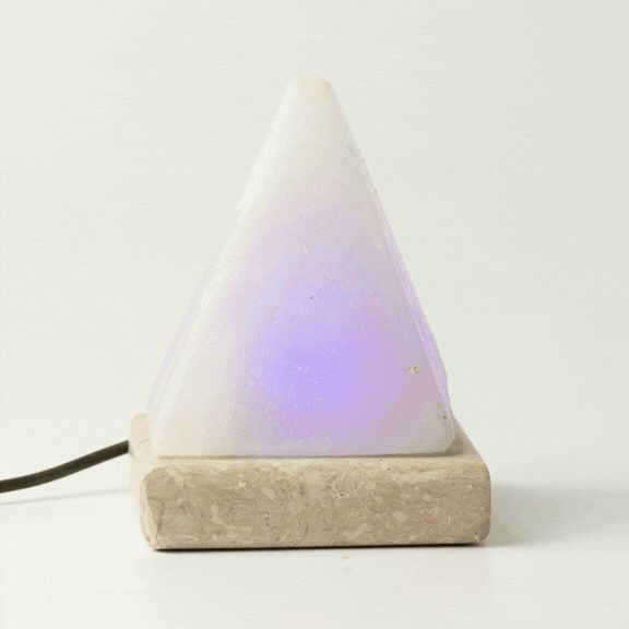 * Lampe en sel blanc de l’Himalaya USB en forme de pyramide, 9 cm, lumière multicolore