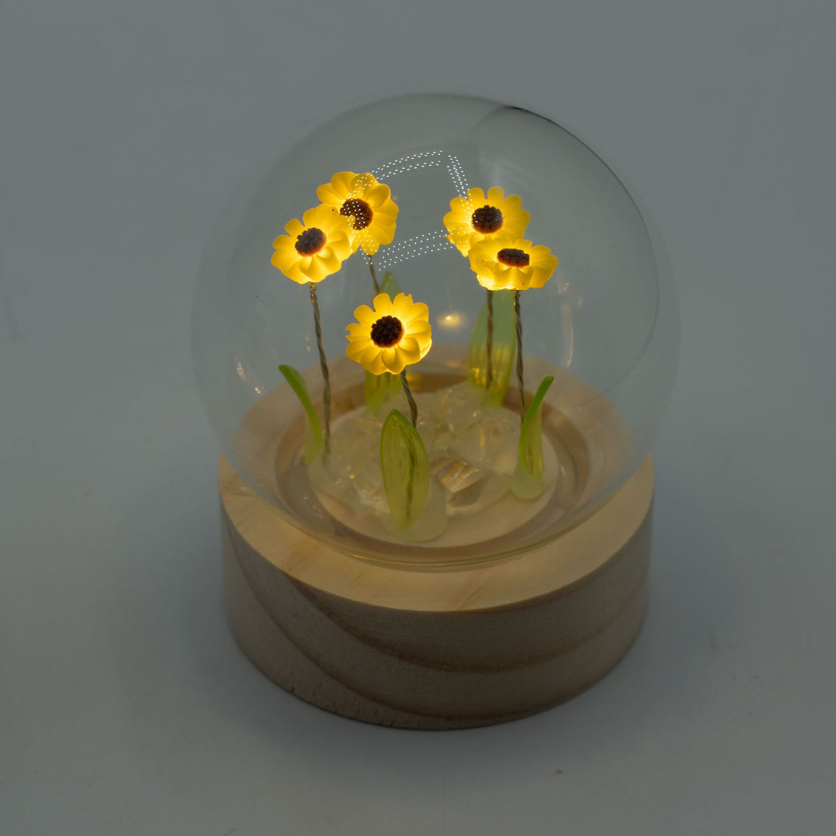 * Cloche lumineuse florale – 5 tournesols LED à piles