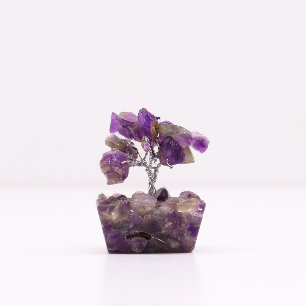 Mini Arbre du Bonheur Améthyste | Base Orgonite | Pierres Naturelles | 15 Pierres