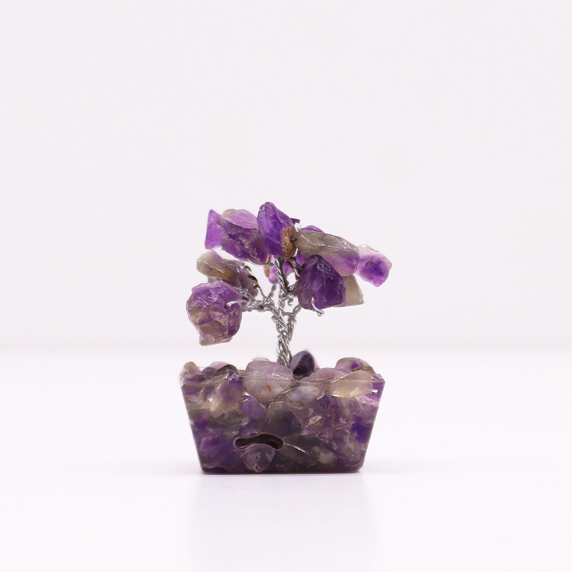 Mini Arbre du Bonheur Améthyste | Base Orgonite | Pierres Naturelles | 15 Pierres