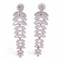 * Boucles d’oreilles longues pendantes en verre vintage – Teinte perle