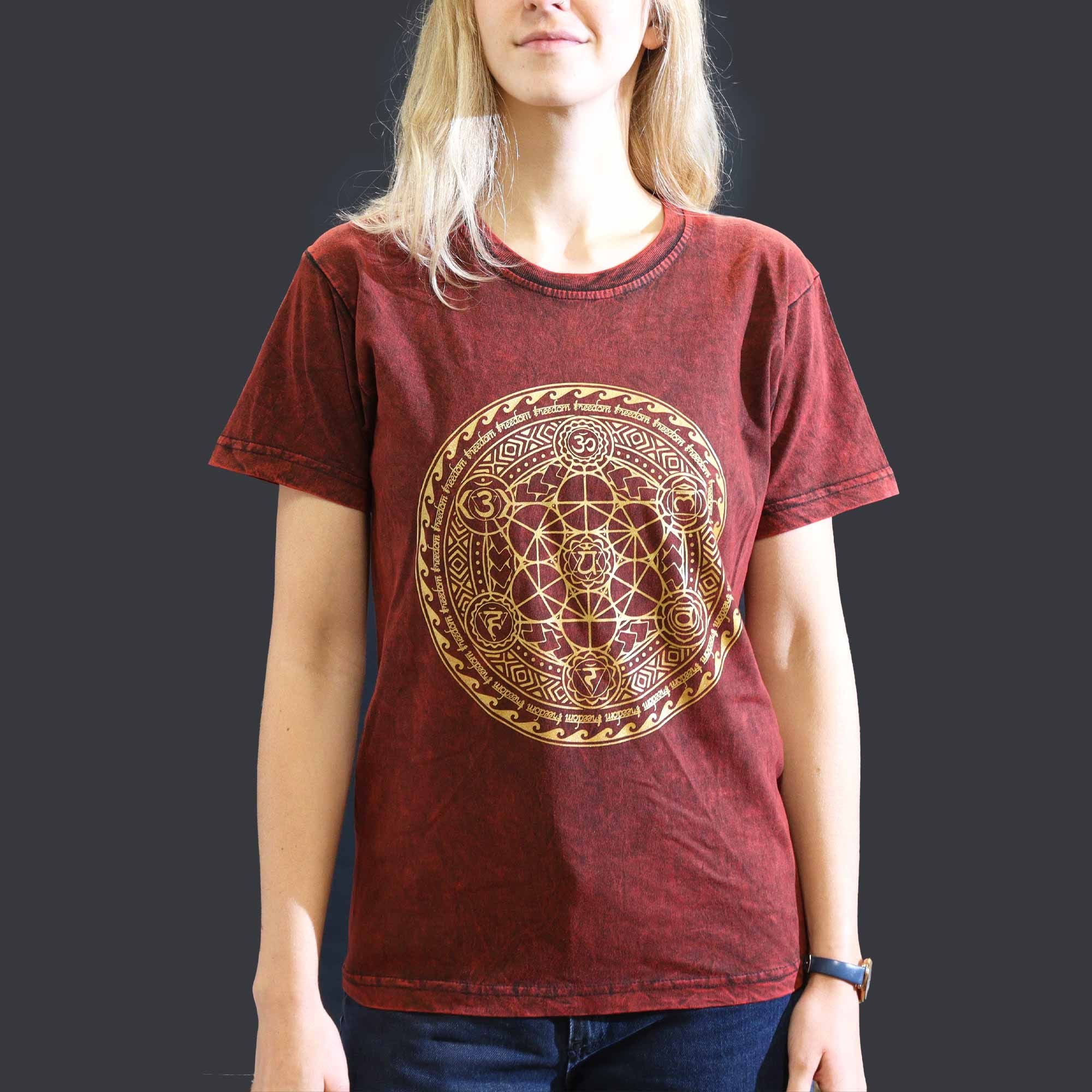 * T-Shirt en Coton Délavé Nomad Sari – Chakra – Bordeaux – S