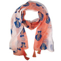 Foulard Femme Aqua Poisson Corail & Détails Dorés – Collection Nomad Sari Méditerranée (180x50cm)