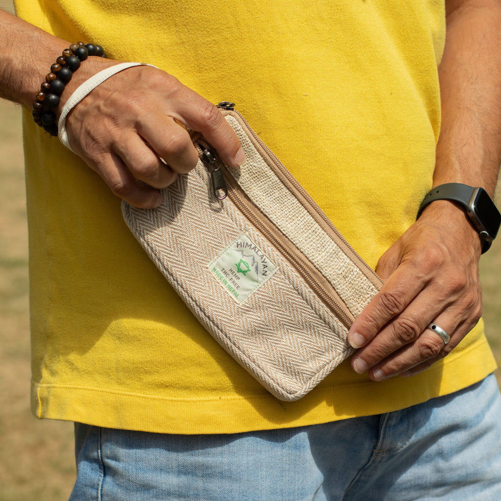 Pochette Zippée Multi-Usage en Chanvre – Coloris Assortis | Artisanale Népal