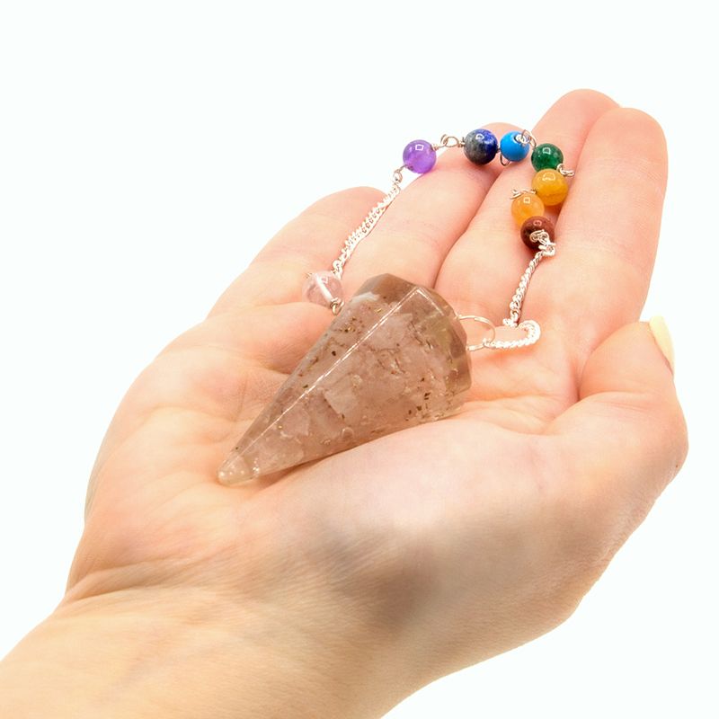 * Pendule chakra en orgonite avec quartz rose