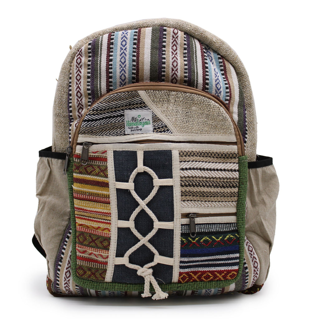 Grand Sac à Dos en Chanvre – Style Corde & Poches | Artisanal Népal