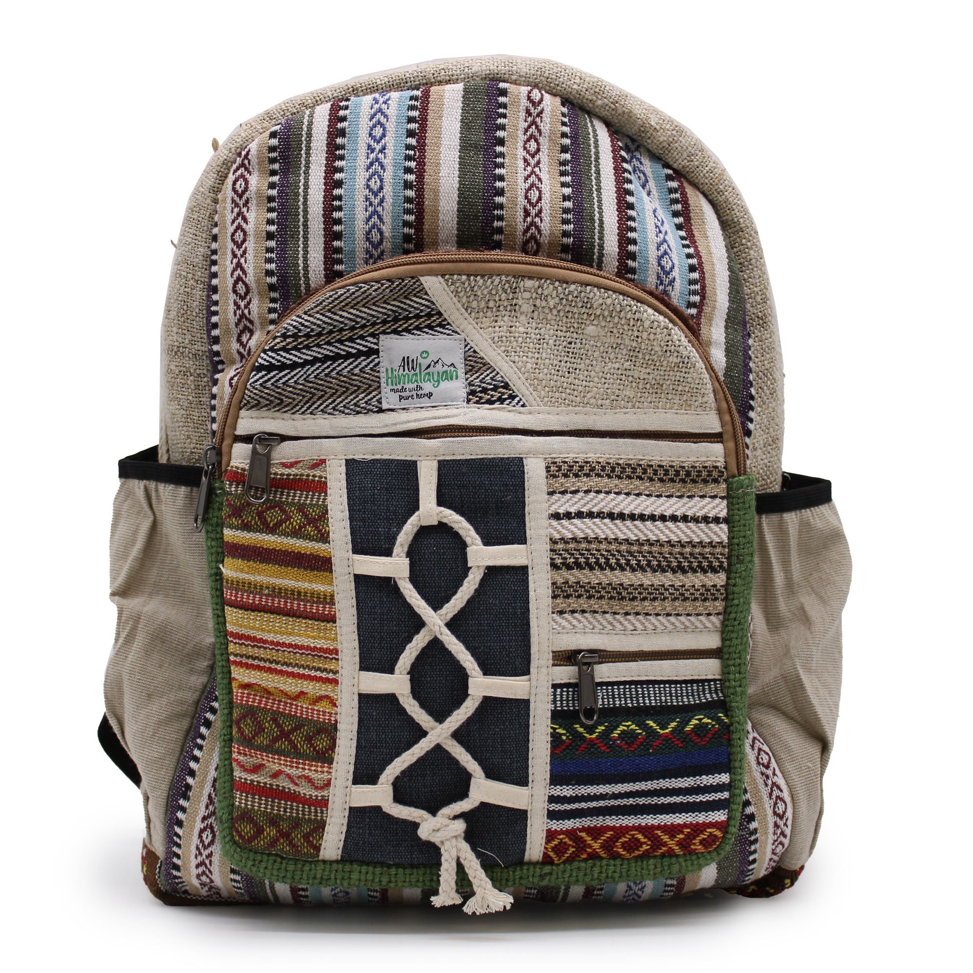 Grand Sac à Dos en Chanvre – Style Corde & Poches | Artisanal Népal