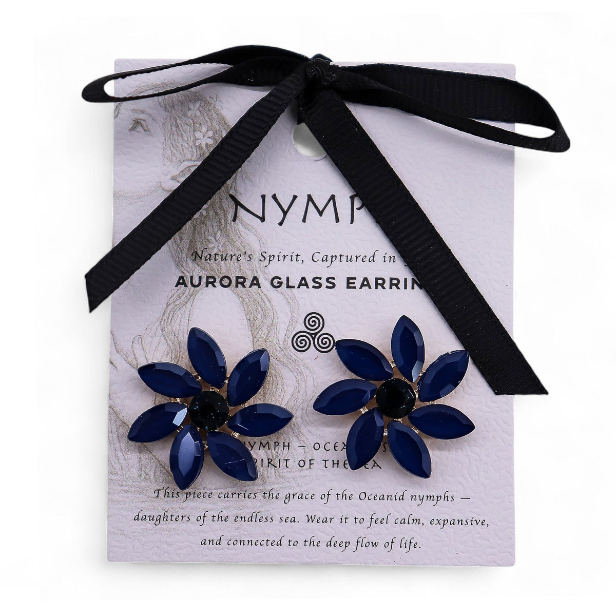 * Boucles d’oreilles fleurs en verre vintage – Bleu royal