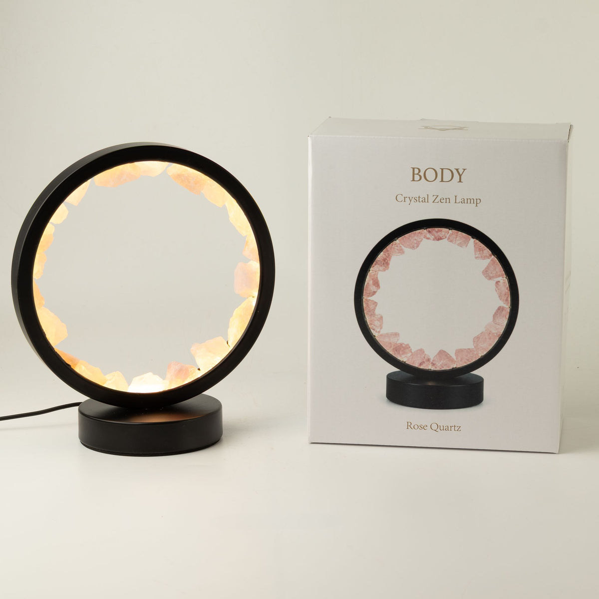 * Lampe halo en quartz rose – Corps Zen