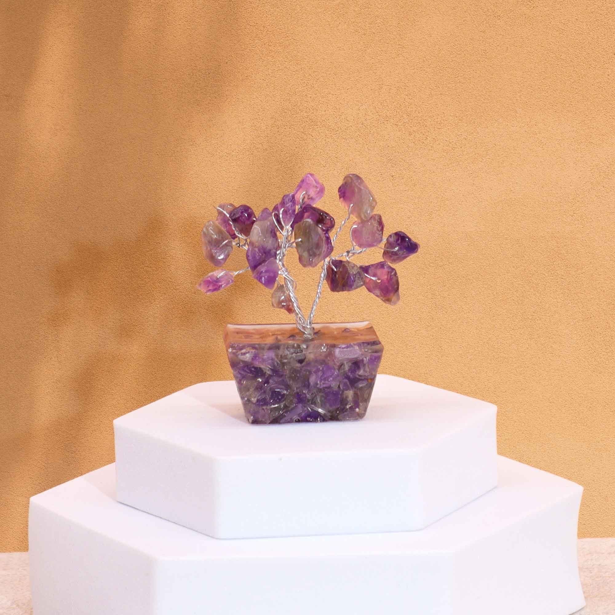 Mini Arbre du Bonheur Améthyste | Base Orgonite | Pierres Naturelles | 15 Pierres