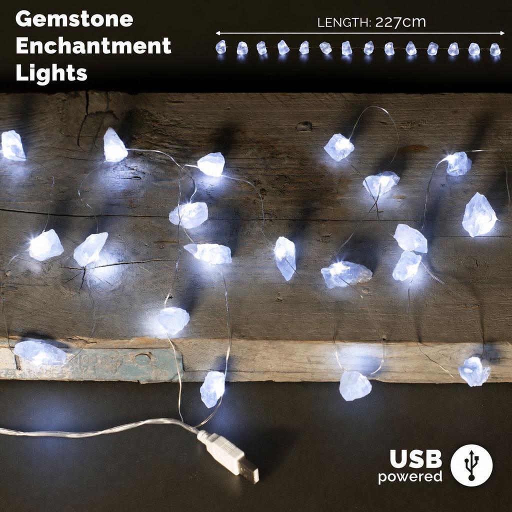 * Guirlande lumineuse en cristal de roche – USB – 227 cm