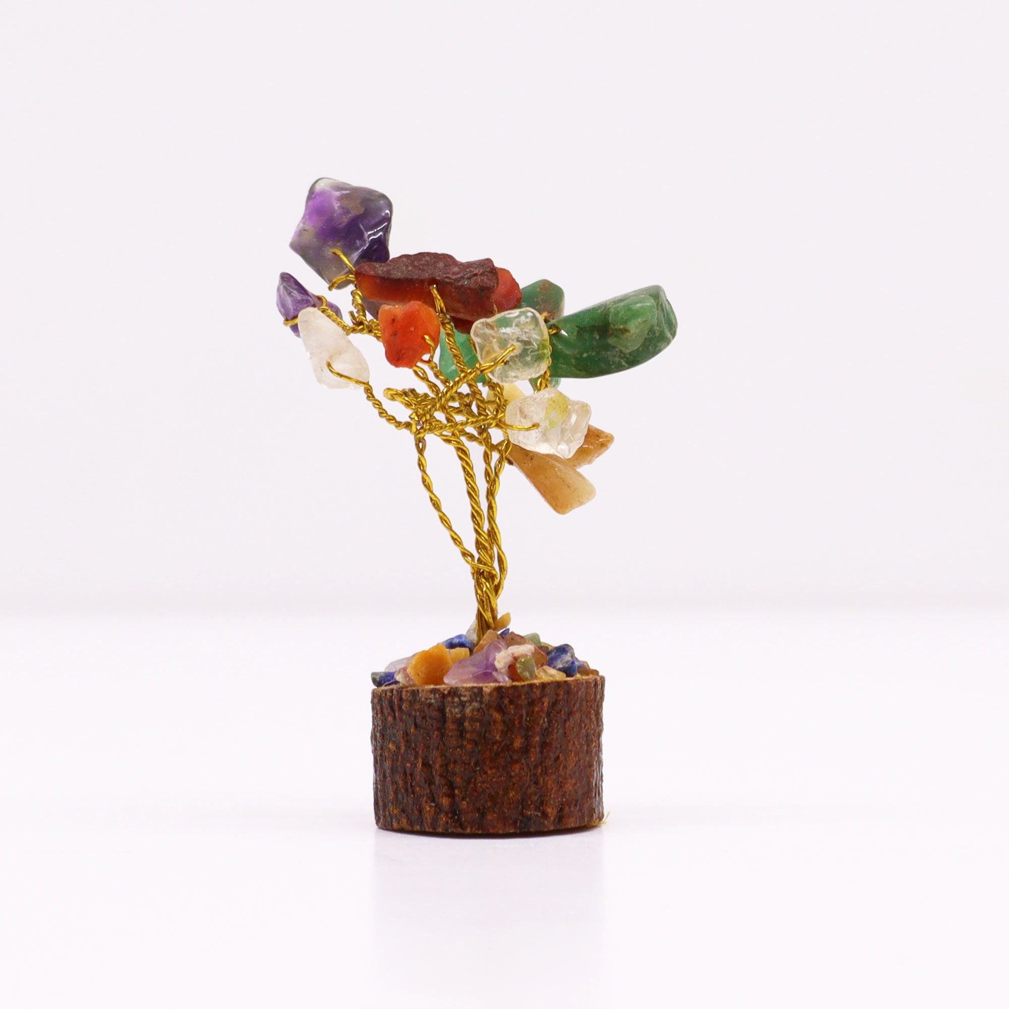 Mini Arbres en Pierres Précieuses sur Socle en Bois – Multi-Pierres (15 pierres)