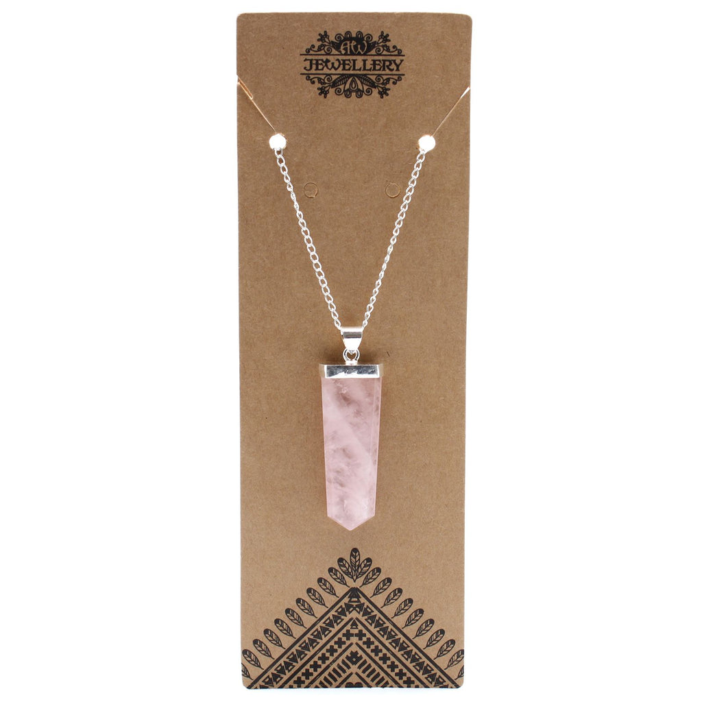 Pendentif pointe plate en quartz rose