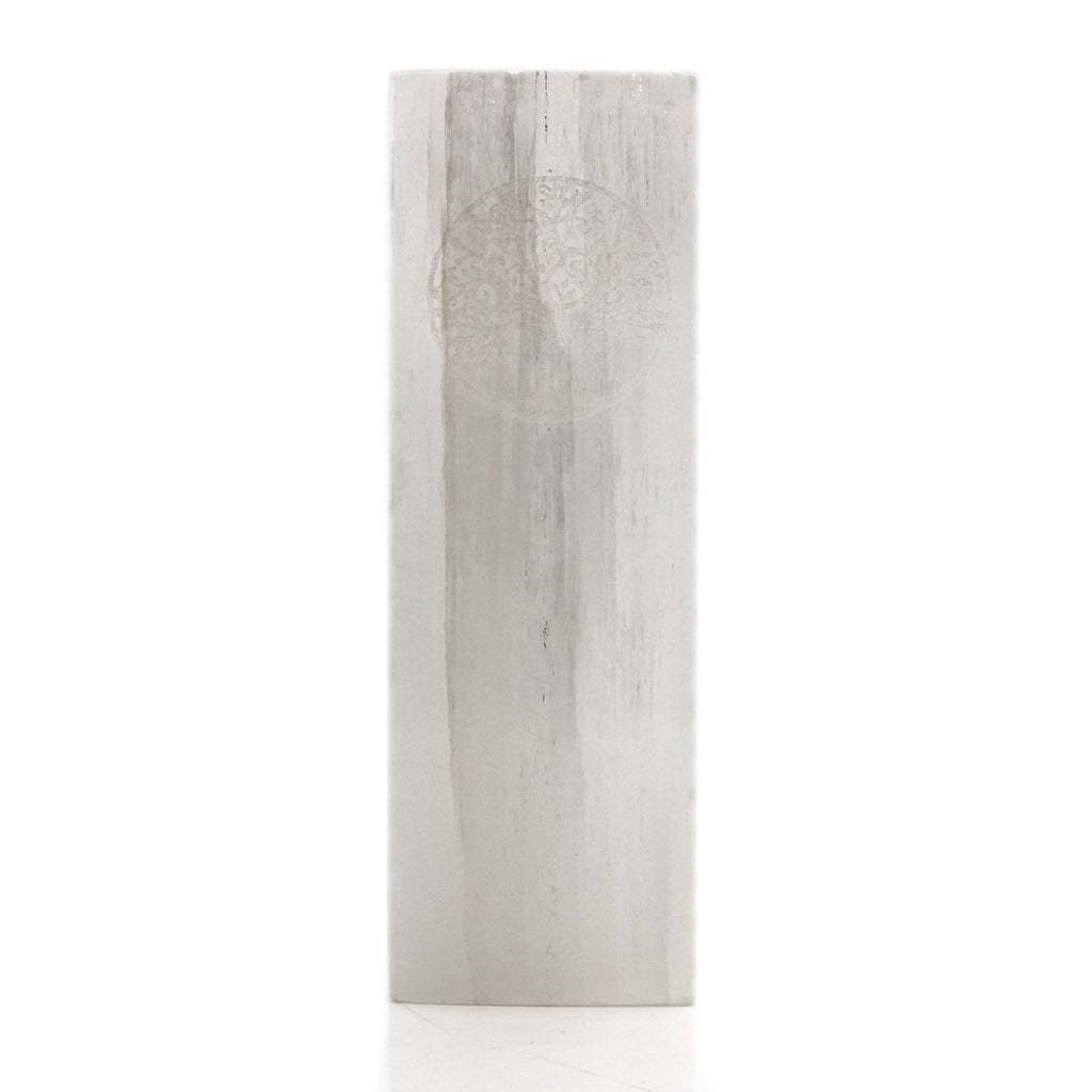 Lampe en bloc de sélénite – Arbre de Vie – 25 cm