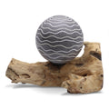 * Lampe DriftGlow en bois flotté, abat-jour Luna gris
